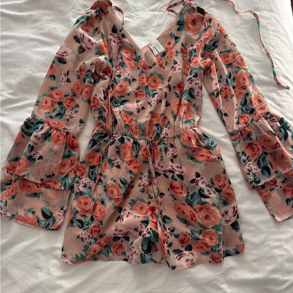 Floral Bell Sleeve Romper